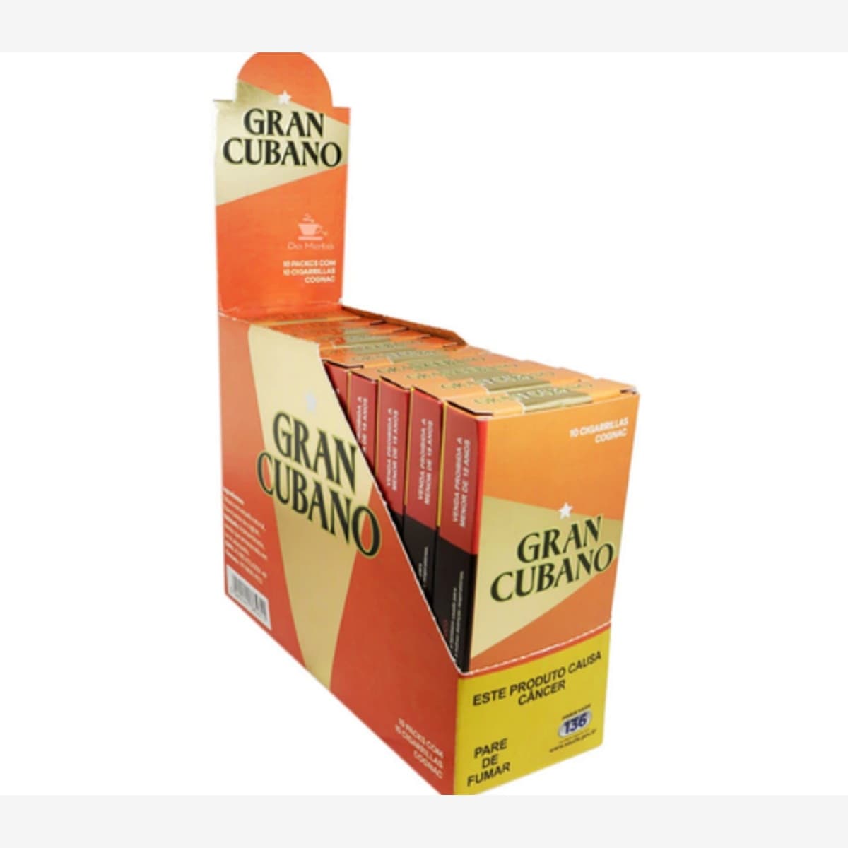 Display Contendo 10 Maços com 10 Cigarrilhas Conhaque